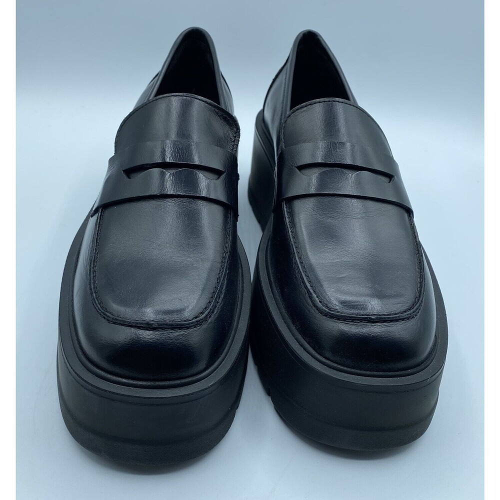 New Free People Black Nico Platform Loafer Chunky Leather Wedge EU 40 US 10